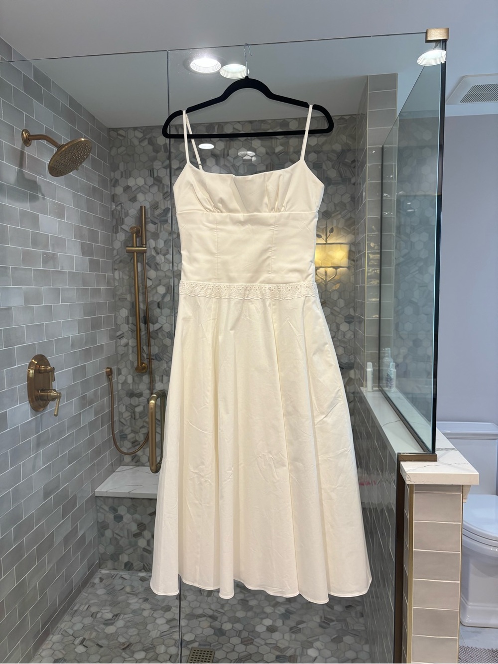House of CB Liora White Cotton Broderie Anglaise trim Midi Dress - Picture 9 of 12
